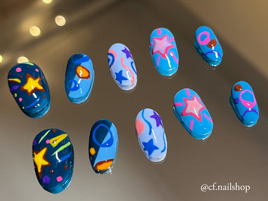 Blue Cosmos-  Press on nails