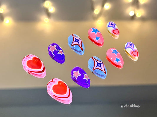 Power puff stars -  Press on nails