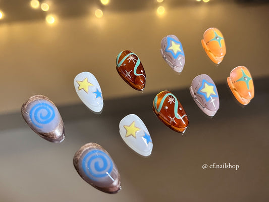 Shooting Stars  -  Press on nails