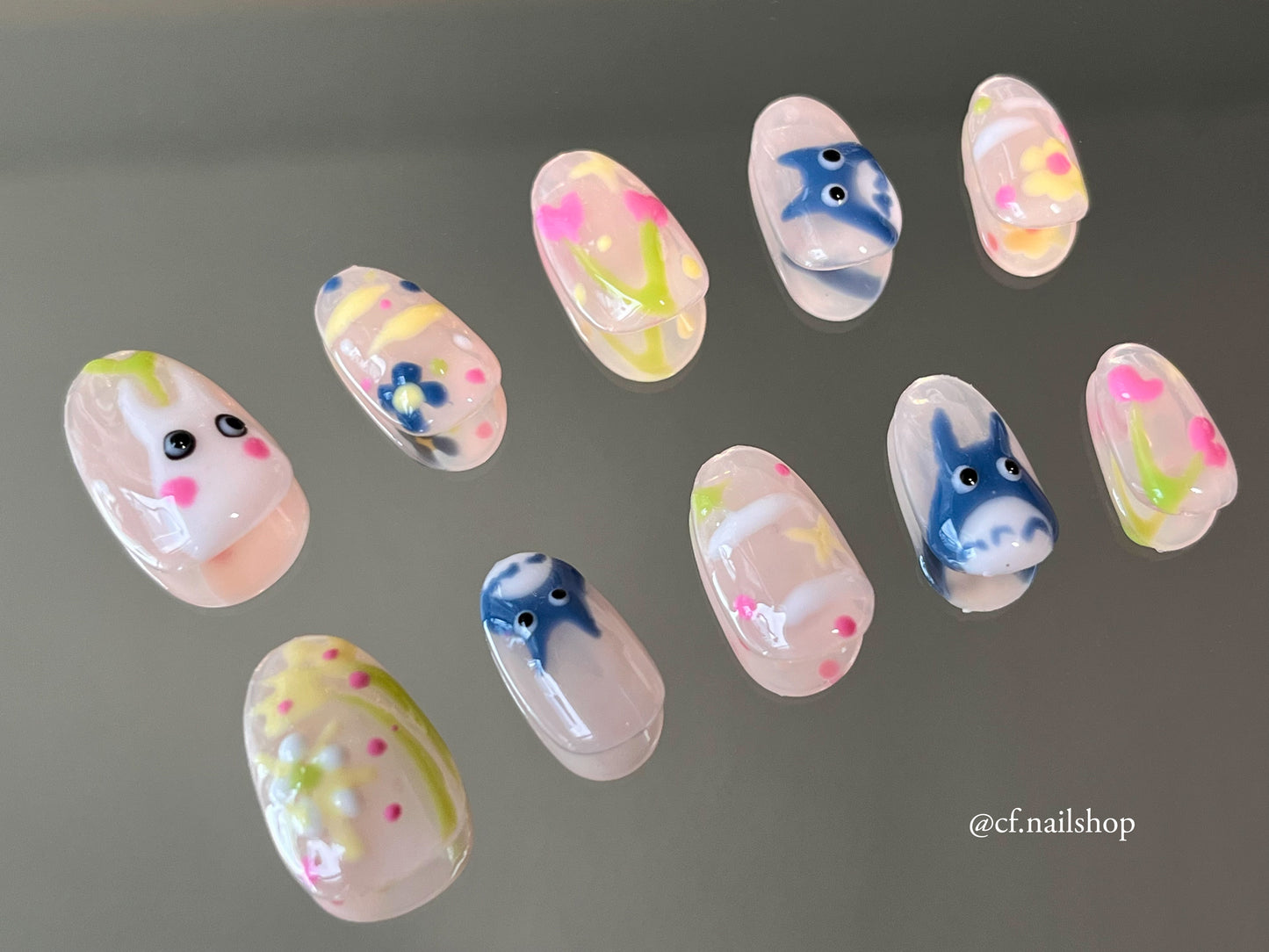 3d Totoro Press on nails