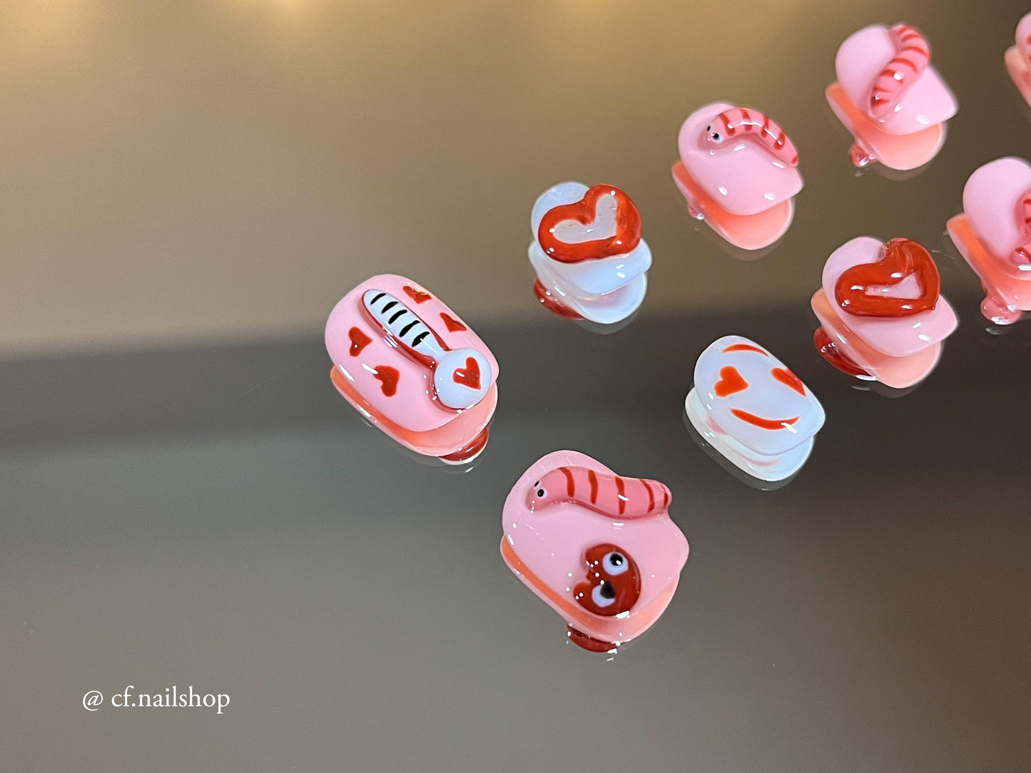 You "worm" me up-  Press on nail