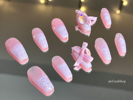 Ragdoll Pink Bow - Press on nails