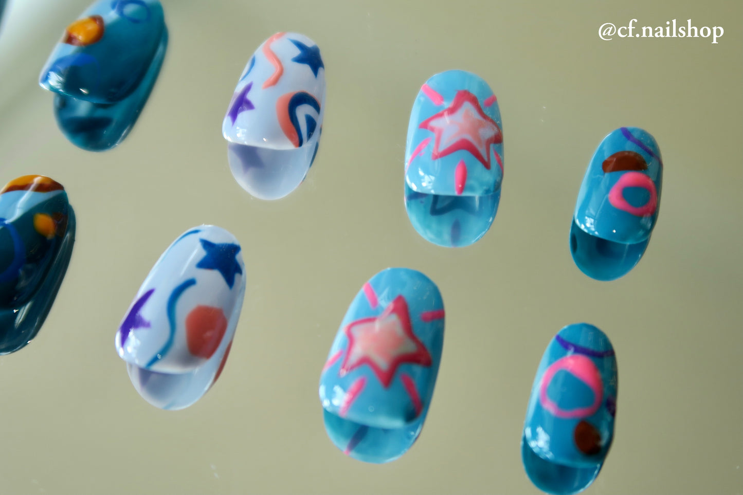 Blue Cosmos-  Press on nails
