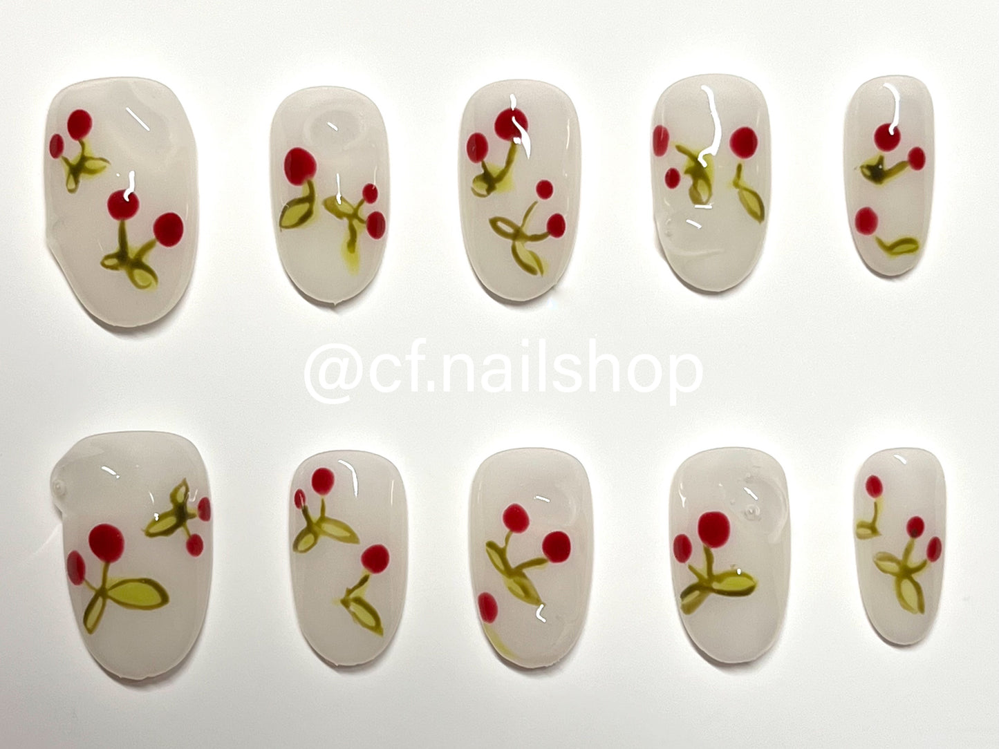 Raindrop Cherry Press on nails