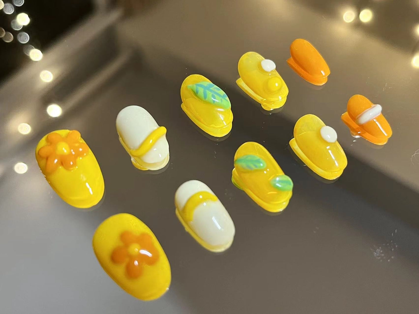 3D Autumn flower Press on nails