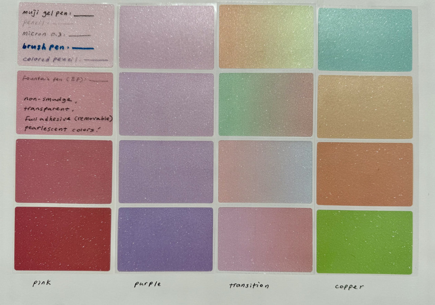 Glitter Sticky notes (Full adhesive) - Life of a stationary girl , Pearlescent stickers , Glitter highlighter